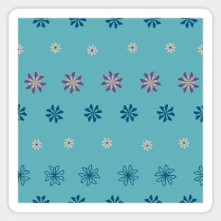 Stripes of geometric flowers on teal background Sticker